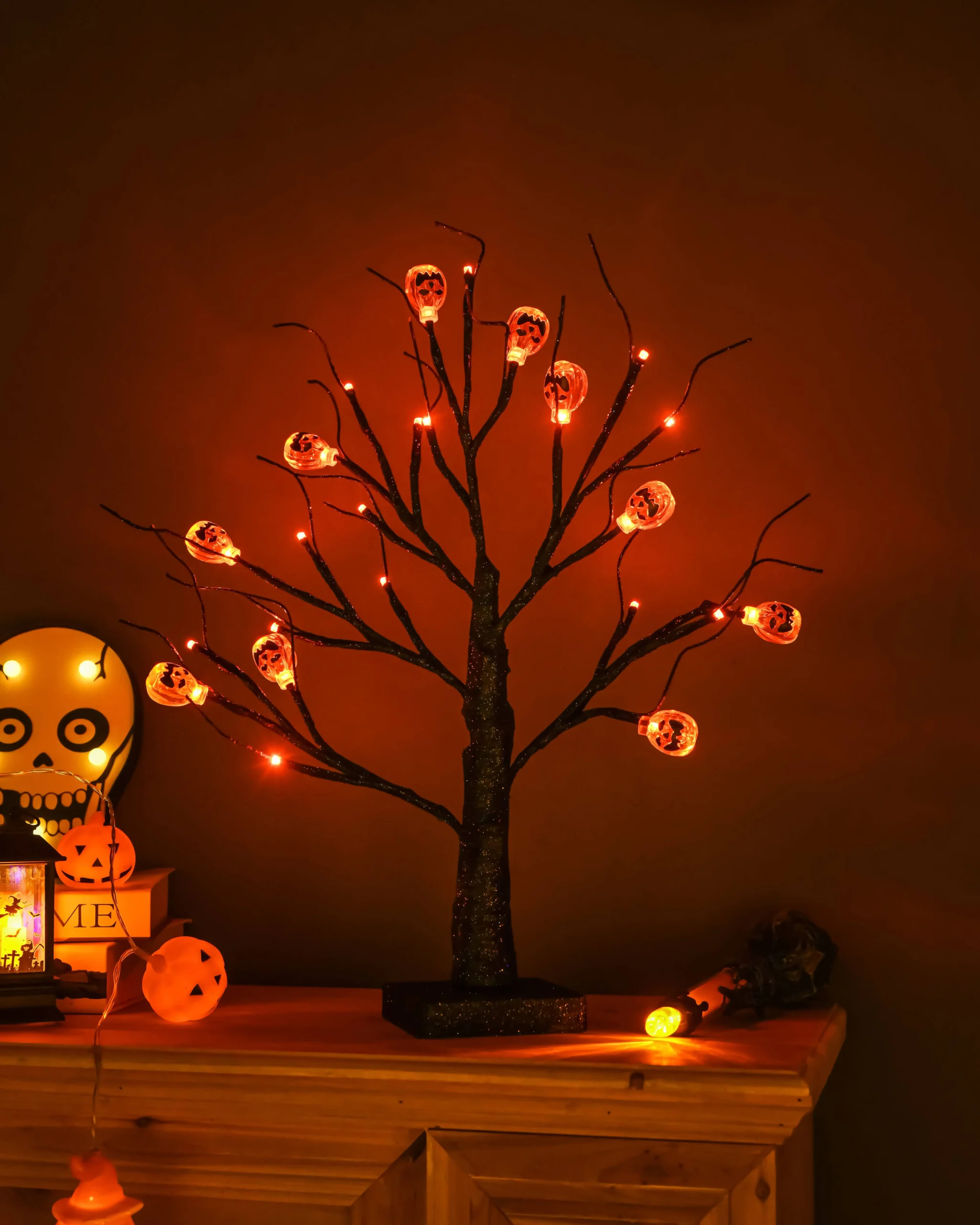 Halloween LED Tree With Pumpkins 18 Inches Tall 2