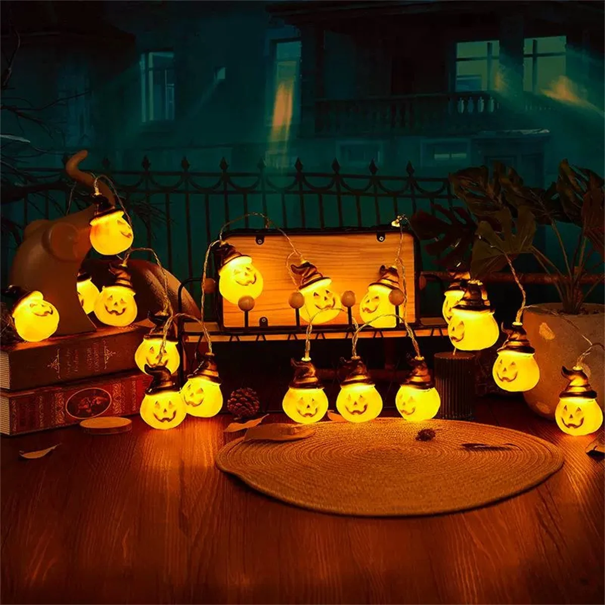 Halloween Pumpkin Lantern String Lights – 5FT 10 LED Party Decoration 6