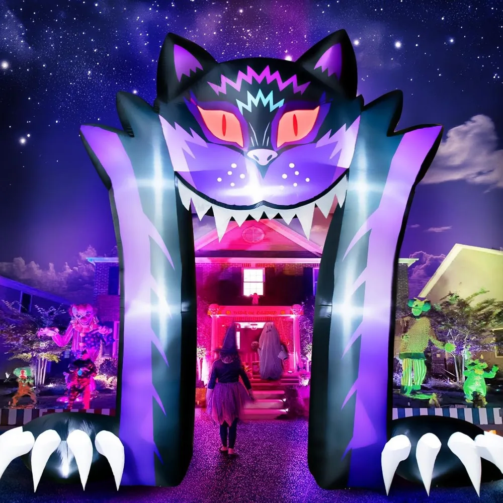 11FT Long & 10FT Tall Halloween Inflatable Outdoor Decoration Halloween Archway Outdoor Black Cat Inflatable Halloween Arch Gian 1
