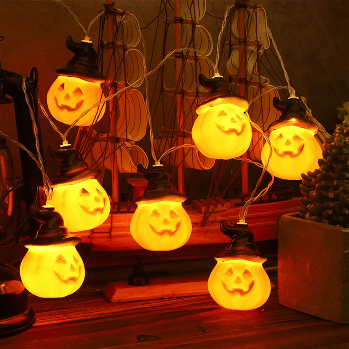 Halloween Pumpkin Lantern String Lights – 5FT 10 LED Party Decoration 5