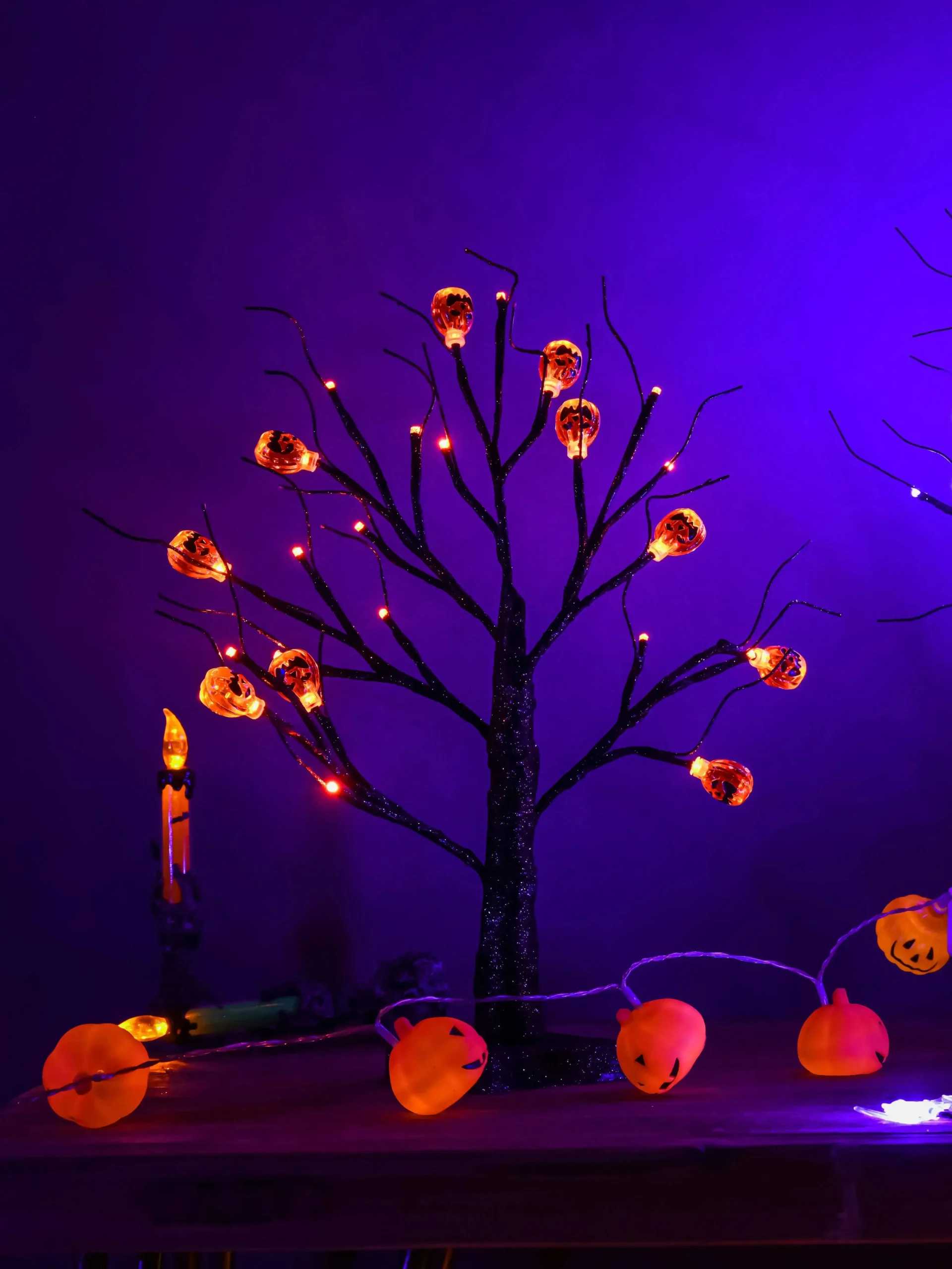 Halloween LED Tree With Pumpkins 18 Inches Tall 4