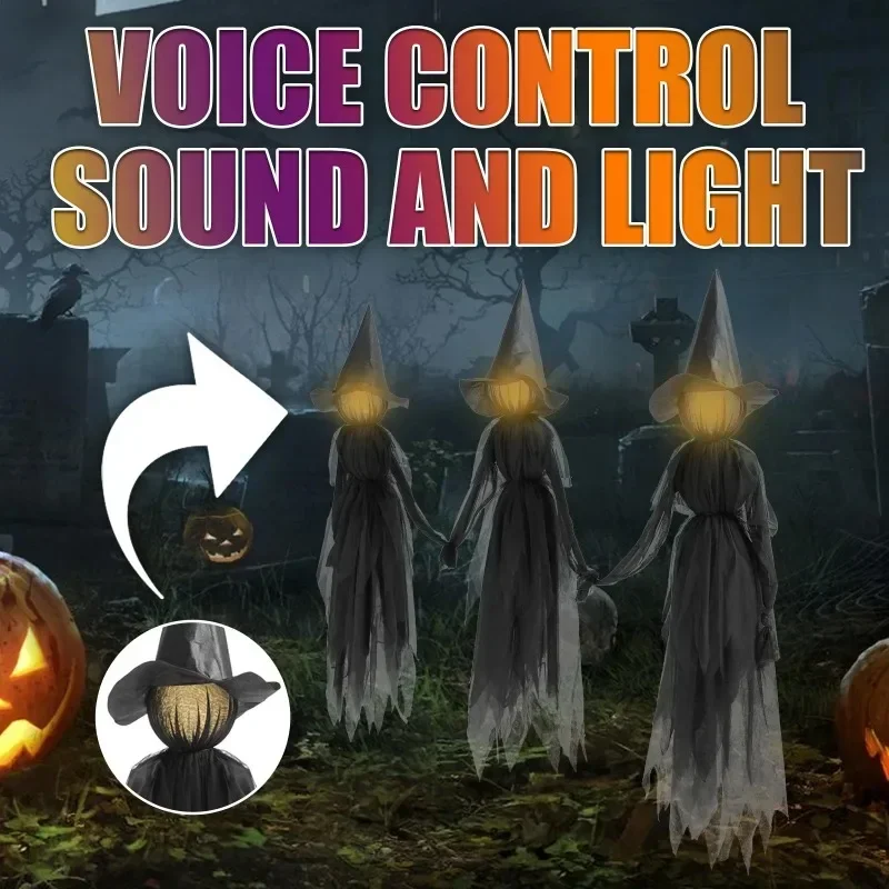 Halloween Glow Hand-Holding Witches – Sound Activated Light Up Decoration 2