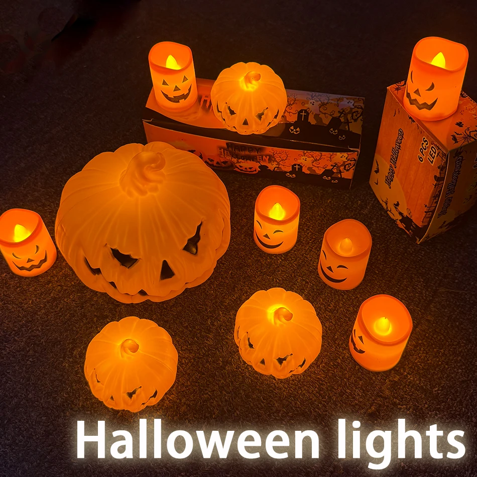 Pumpkin Lantern Candle Light Halloween Skull Ghost Face Lamp Kids Gift For Bedroom Garden Party Decoration Atmosphere Light 1