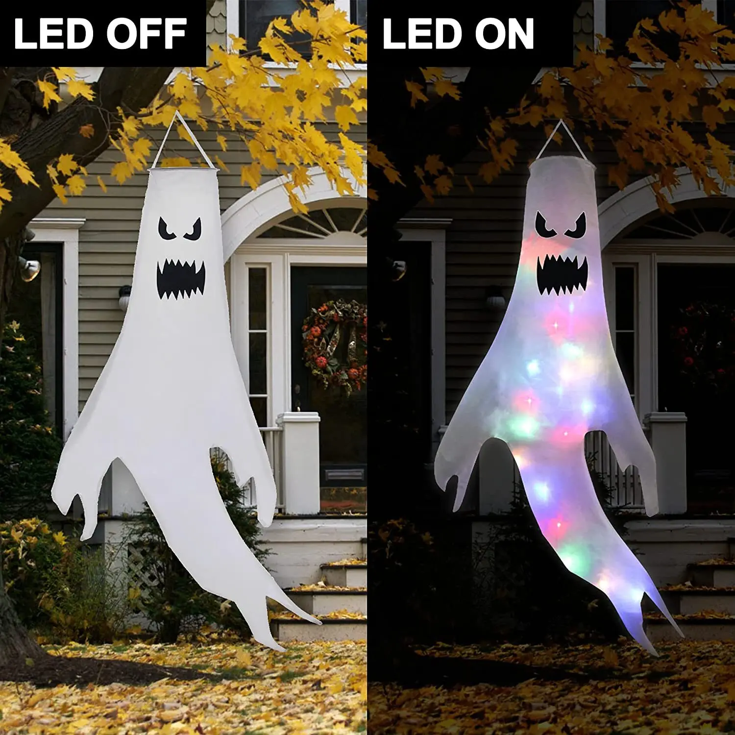 Hanging LED Halloween Ghost – Luminous Windsock Decoration 4