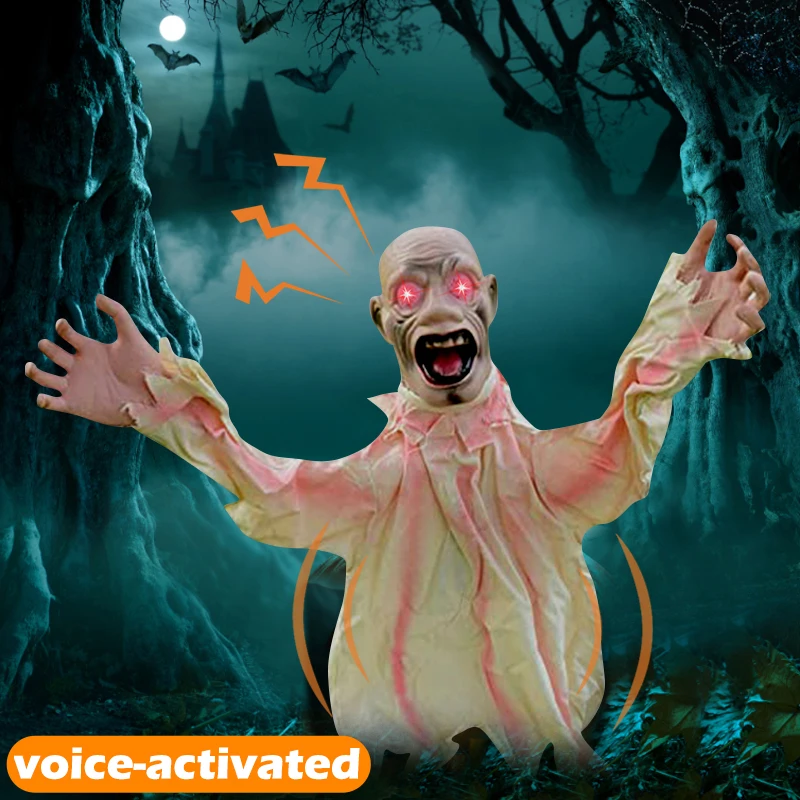 Halloween Decoration Scary Doll Ground Plug-in Large Swing Ghost Voice Control Decoration Horror Prop For Outdoor Garden Decor 1