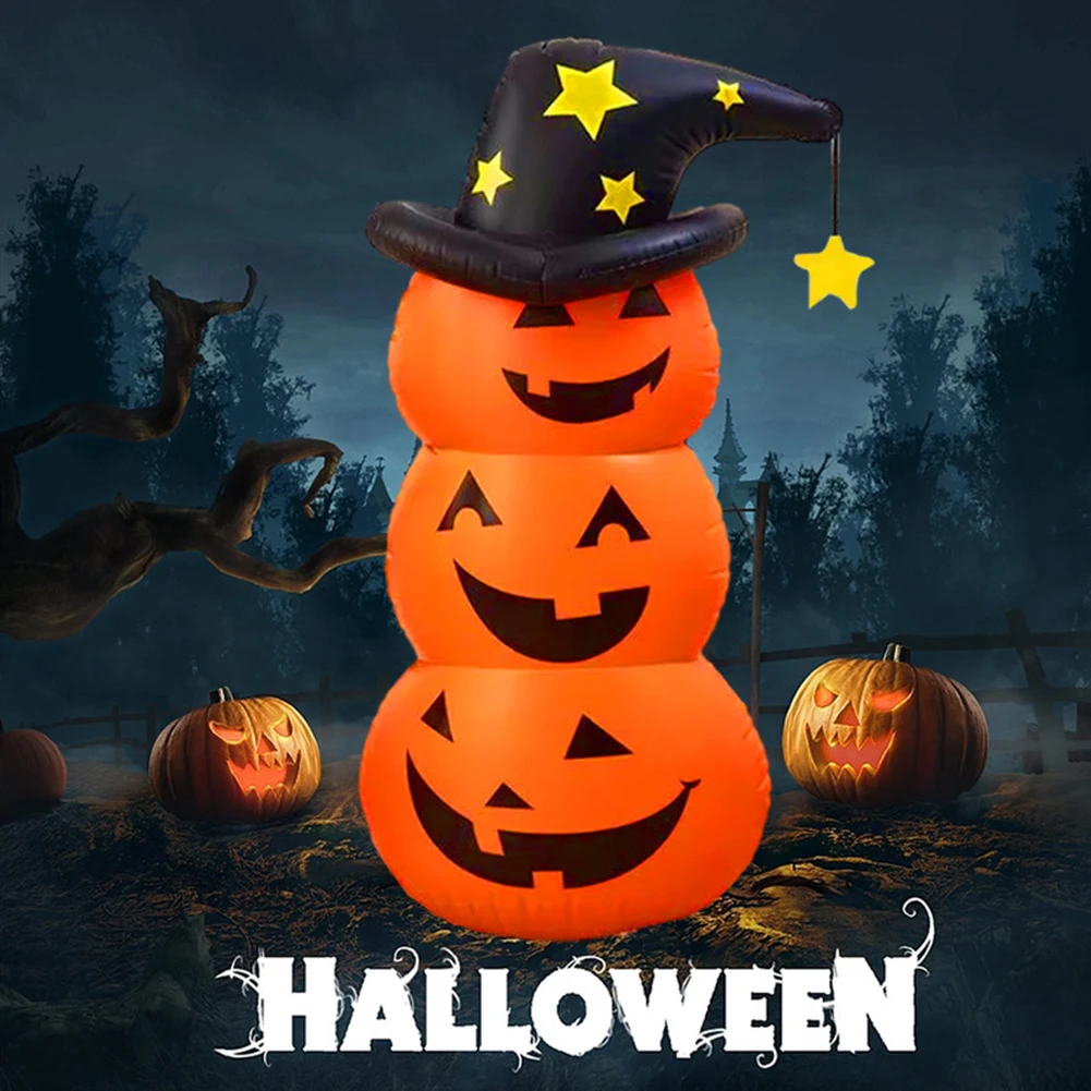 1.4 M Halloween Inflatable Pumpkin with LED Outdoor Decoration Horror Home Garden Courtyard Tombstone Decoration Haunted Props 1