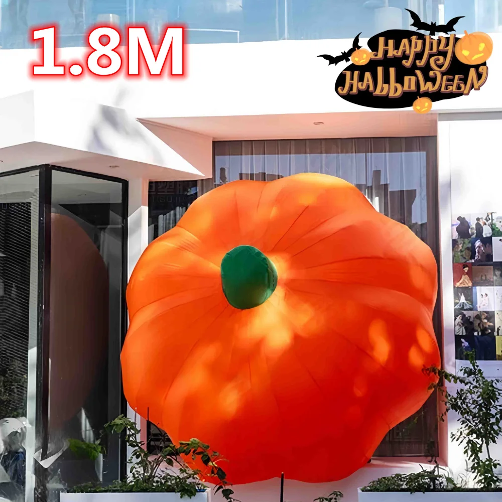 6FT Wide Halloween Inflatable Glowing Pumpkin Courtyard Prop Built-in LED Lights Inflatable Model Outdoor Ornament Party Garden 1
