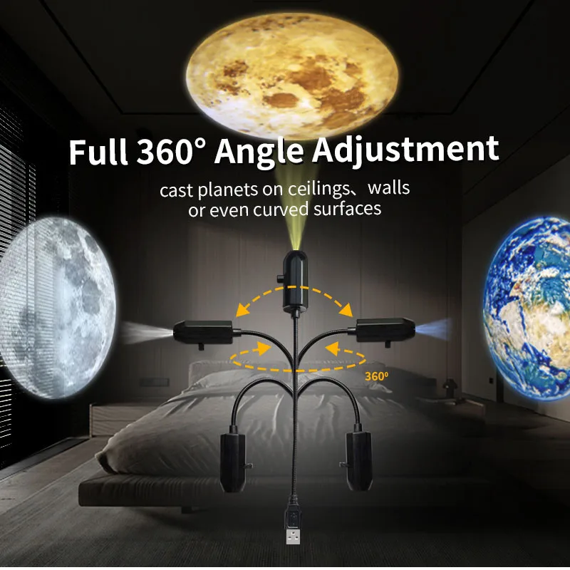 Halloween USB Projector Light – 360° Rotating Skull & Ghost LED Lamp 4