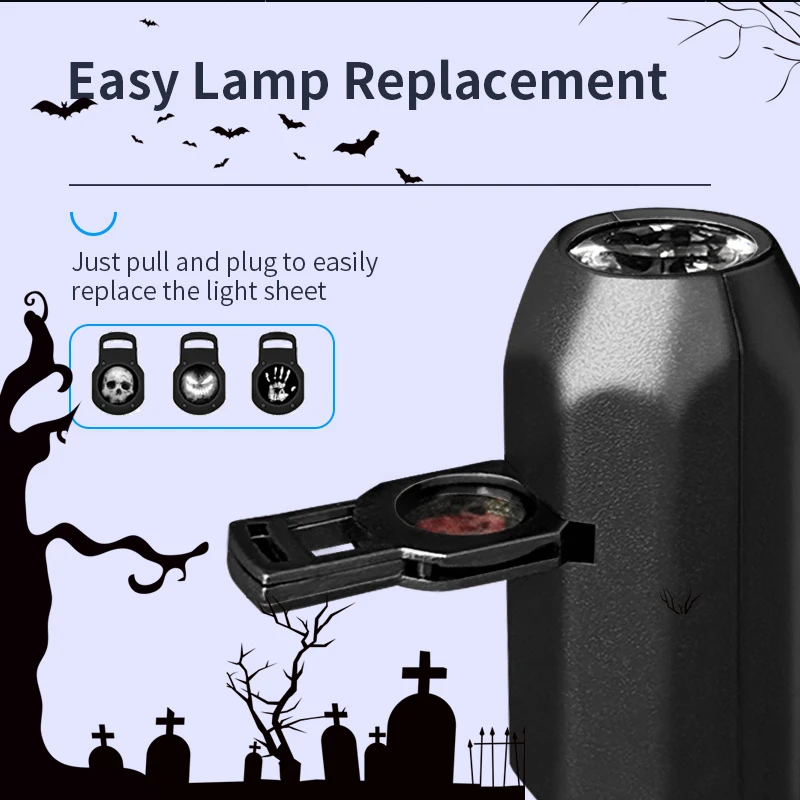 Halloween USB Projector Light – 360° Rotating Skull & Ghost LED Lamp 2