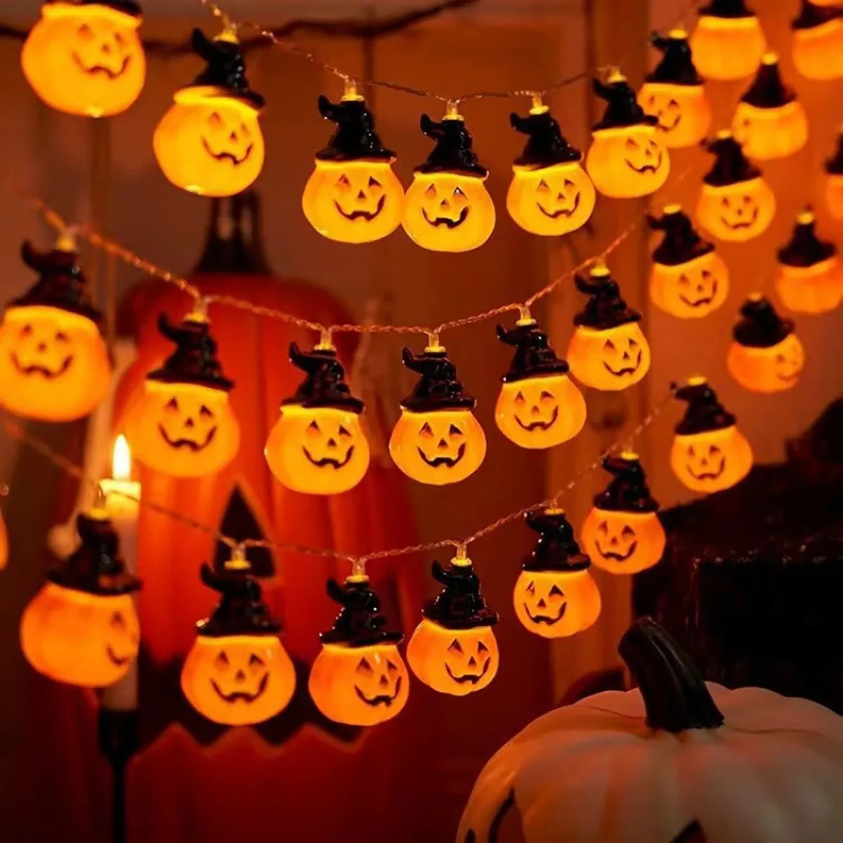 Halloween Pumpkin Lantern String Lights – 5FT 10 LED Party Decoration 1
