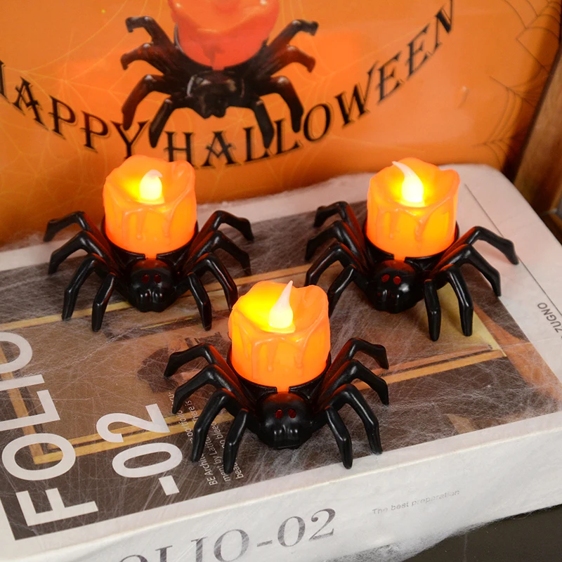 5 PCS LED Halloween Candle Lights – Pumpkin & Spider Lights 1