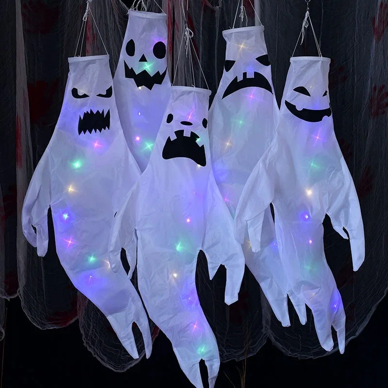 Hanging LED Halloween Ghost – Luminous Windsock Decoration 1