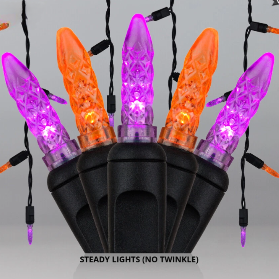 Purple & Orange Halloween Icicle Lights – 70 LED 7.5FT On Black Wire - Image 4